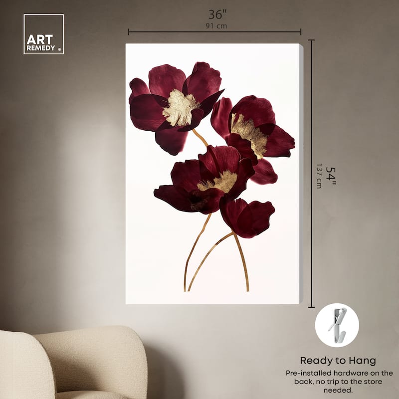 Art Remedy Wine Flowers Gallery Wrapped Floral Fine 1 Piece Canvas Wall Art