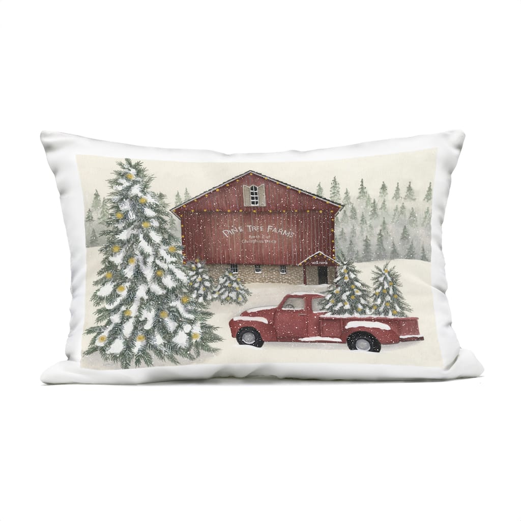 Stupell Winter Pine Tree Farm Printed Outdoor Throw Pillow Design by Linda Spivey