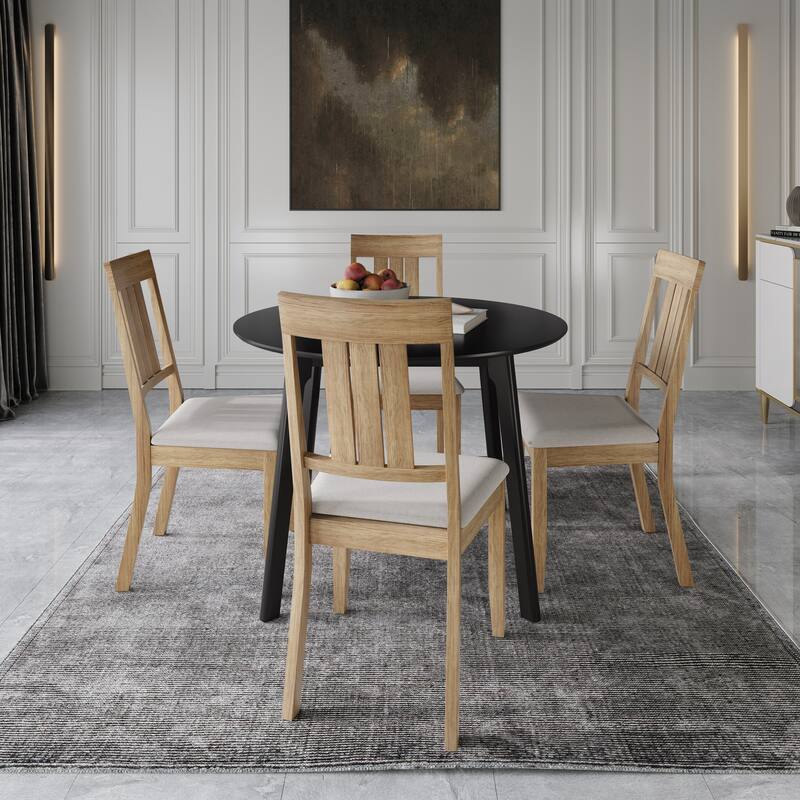 CraftPorch Classic 4-Piece Chair and Round Table Wooden Dining Set