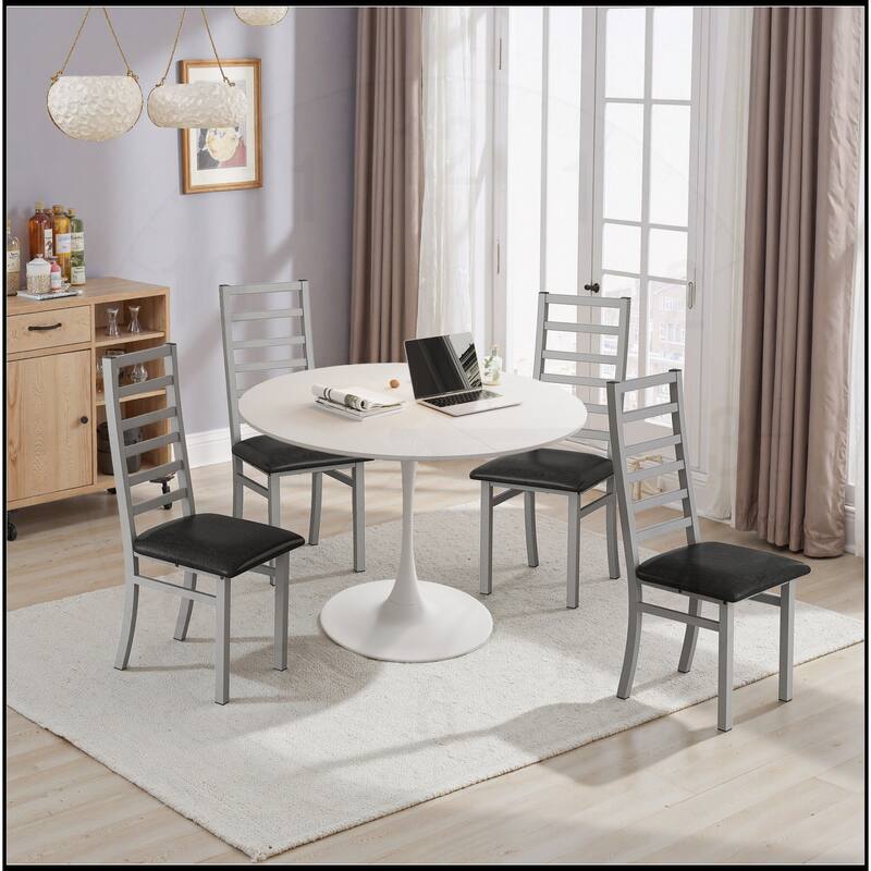 High Back Armless Metal Dining Chairs Set
