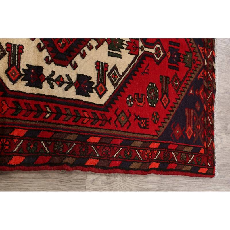 Geometric Tribal Hamedan Persian Area Rug Wool Hand-knotted Carpet - 3'3" x 5'0"
