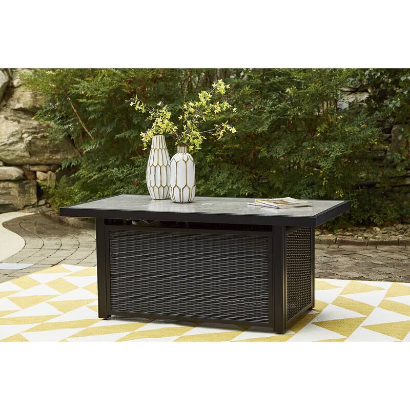 Beachcroft Outdoor Rectangular Fire Pit Table - 58" W x 30" D x 25.13" H