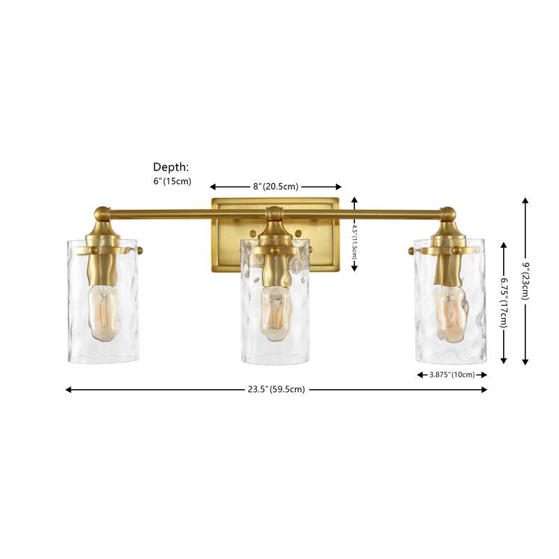 SAFAVIEH Lighting Mavluda 3-Light 24-inch Glass Shade Wall Sconce (LED Bulbs Included) - 23.5 In. W x 6 In. D x 9 In. H