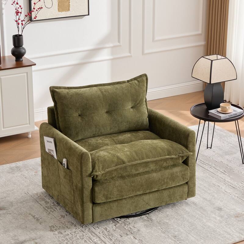 36.22" Chenille Upholstered Single Swivel Chair
