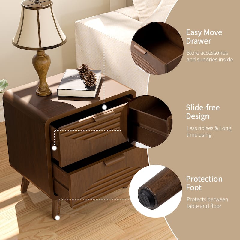 COSIEST Modern Brown End Table with Drawers