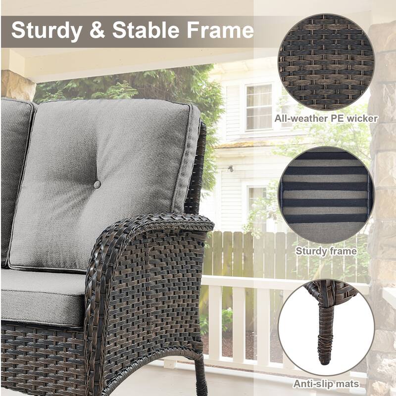 Patio Loveseat Sofa Rocking Chair Coffee Table