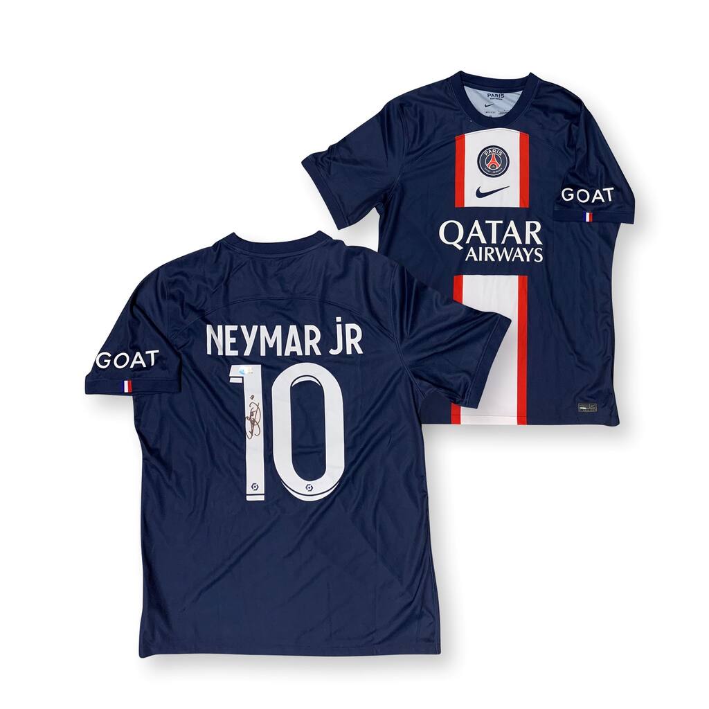 Neymar Jr Autographed Paris Saint-Germain PSG Signed Nike Soccer Jersey Shirt Beckett COA - 8'6" x 11'6"