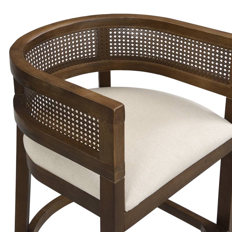 Christopher Knight Home-Glovers Wood And Rattan Upholstered Bar Stools Set of 2