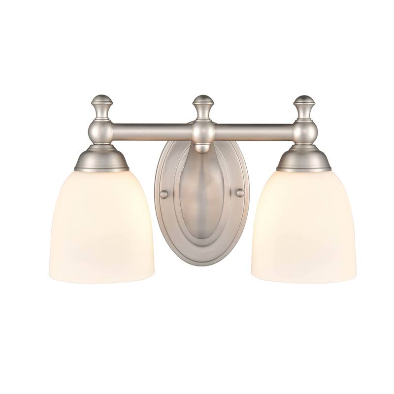 Millennium Lighting Metal 2 Light Vanity Fixture in Multiple Finishes with Frosted Glass Shades