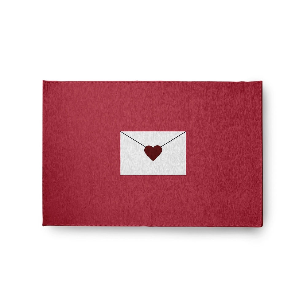 Love Letter Valentines Chenille Indoor/Outdoor Rug