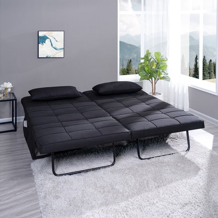 Sleeper Chair Bed, 4 In 1 Multi-Function Convertible Ottoman Bed, Breathable Linen Bed Chair, Convertible Sofa Bed