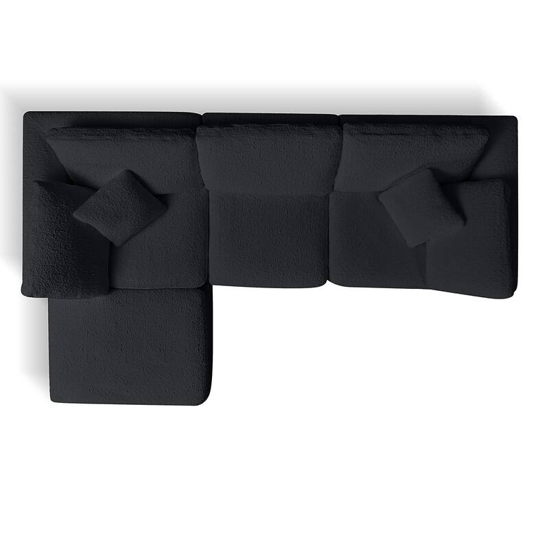 L-Shaped Convertible Cloud Sectional Sofa, Oversized Chenille Fabric Compressed Sofa, Modular 3 Seater Sofa with Ottoman
