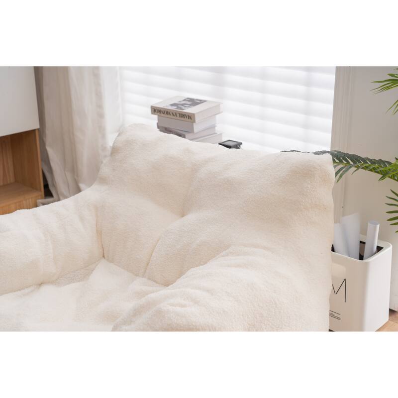 010-Soft Teddy Fabric Tufted Foam Bean Bag Chair