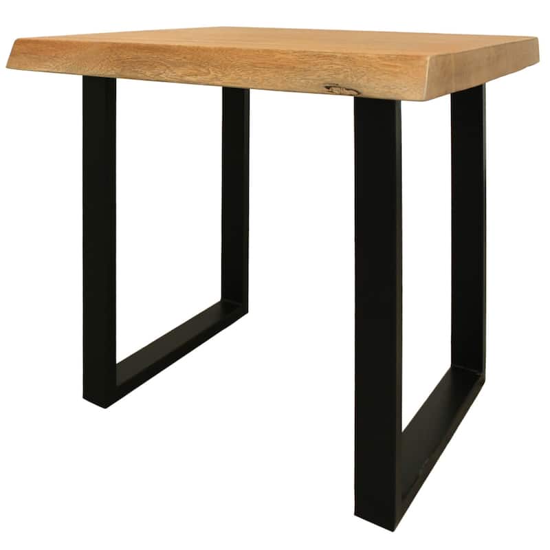 24-Inch Black and Natural Solid Wood Iron Square End Table - 24” x 24” x 24”
