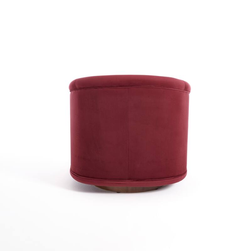 Swivel Accent Chair, 360-degree Swivel Barrel Chair with Velvet Fabric Upholstery, Comfy Pumpkin-Shaped Swivel Chair