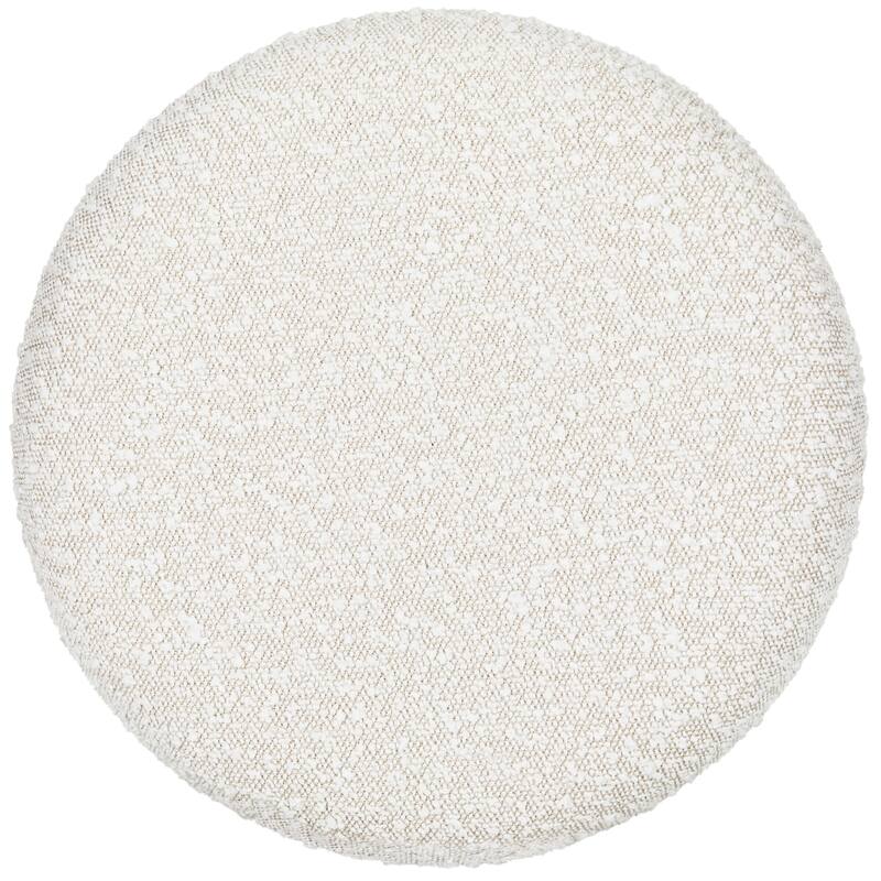 Tufted Boucle Ottoman Stool with Wooden Frame Accent Seat or Footrest