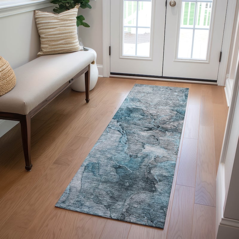 Machine Washable Indoor/ Outdoor Chantille Abstract Modern Rug