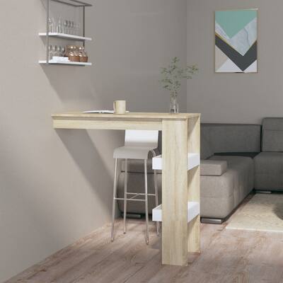 vidaXL Wall Bar Table Kitchen Bar Dining Table Computer Desk Engineered Wood - 40.2" x 17.7" x 40.7"
