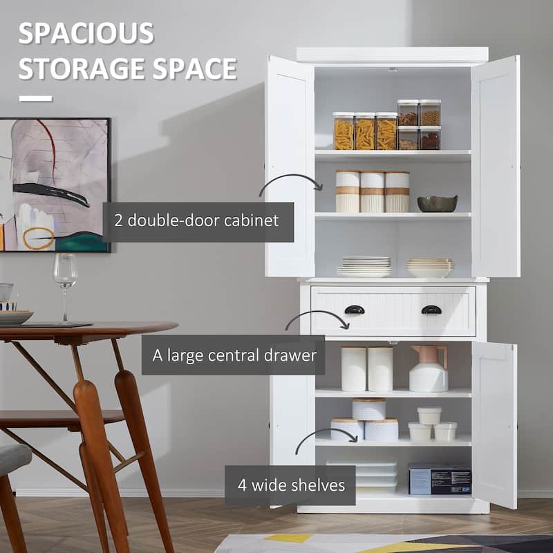 72" Freestanding Kitchen Pantry Cabinet with 2 Large Double Door Cabinets