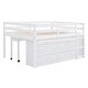 preview thumbnail 98 of 144, Twin/Full Size Low Loft Bed with Retractable Writing Desk and 4 Drawers, Wooden Loft Bedframe w/ Lateral Portable Desk & Shelves
