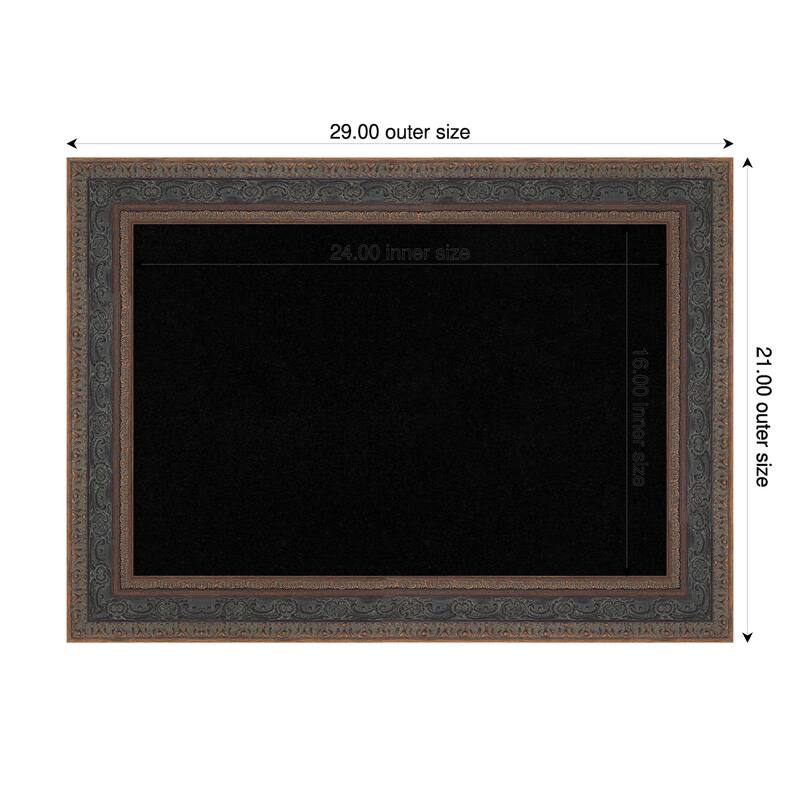 Attic Aged Bronze Wood Framed Cork Board - Bulletin Board, Organization Board, Pin Board - Black - 29 x 21 in