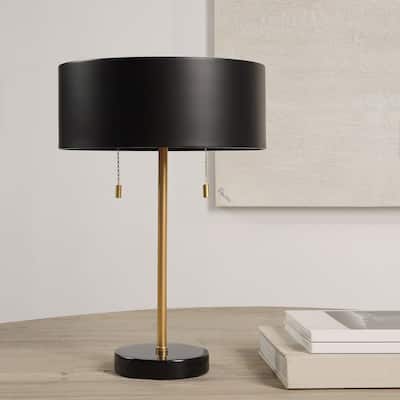 Renwil Gillian 24" Table Lamp with Drum Shade, Black