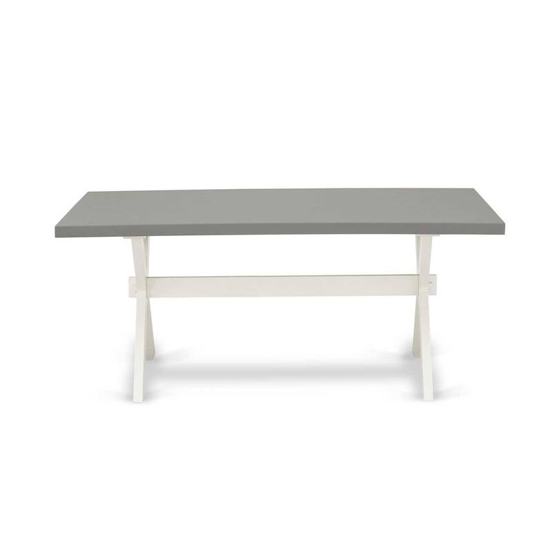 Southwestern Style Dining Table - 60" X 36" Cement Top - Linen White Legs - Modern X Design - 36