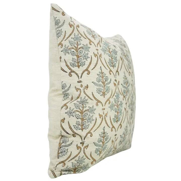 Fabdivine Blue Block Print Linen Pillow Cover Sofa Couch Decor, Vishal Pushap