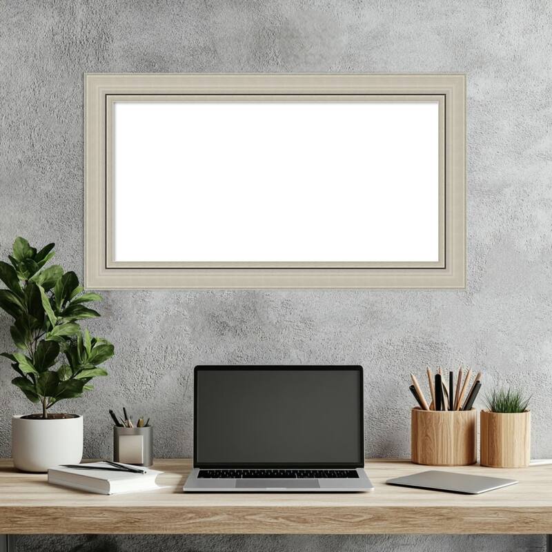 Amanti Art Romano Silver Narrow Framed Dry Erase Magnetic Board