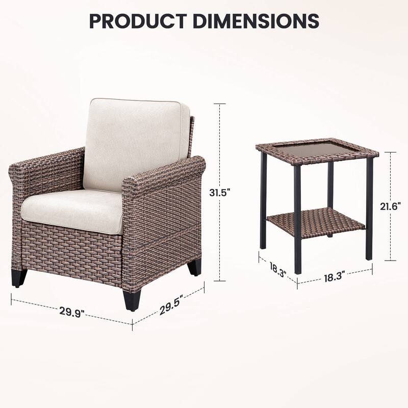 Pocassy Outdoor Sofa Swivel Chairs Patio Chair Funiture Set