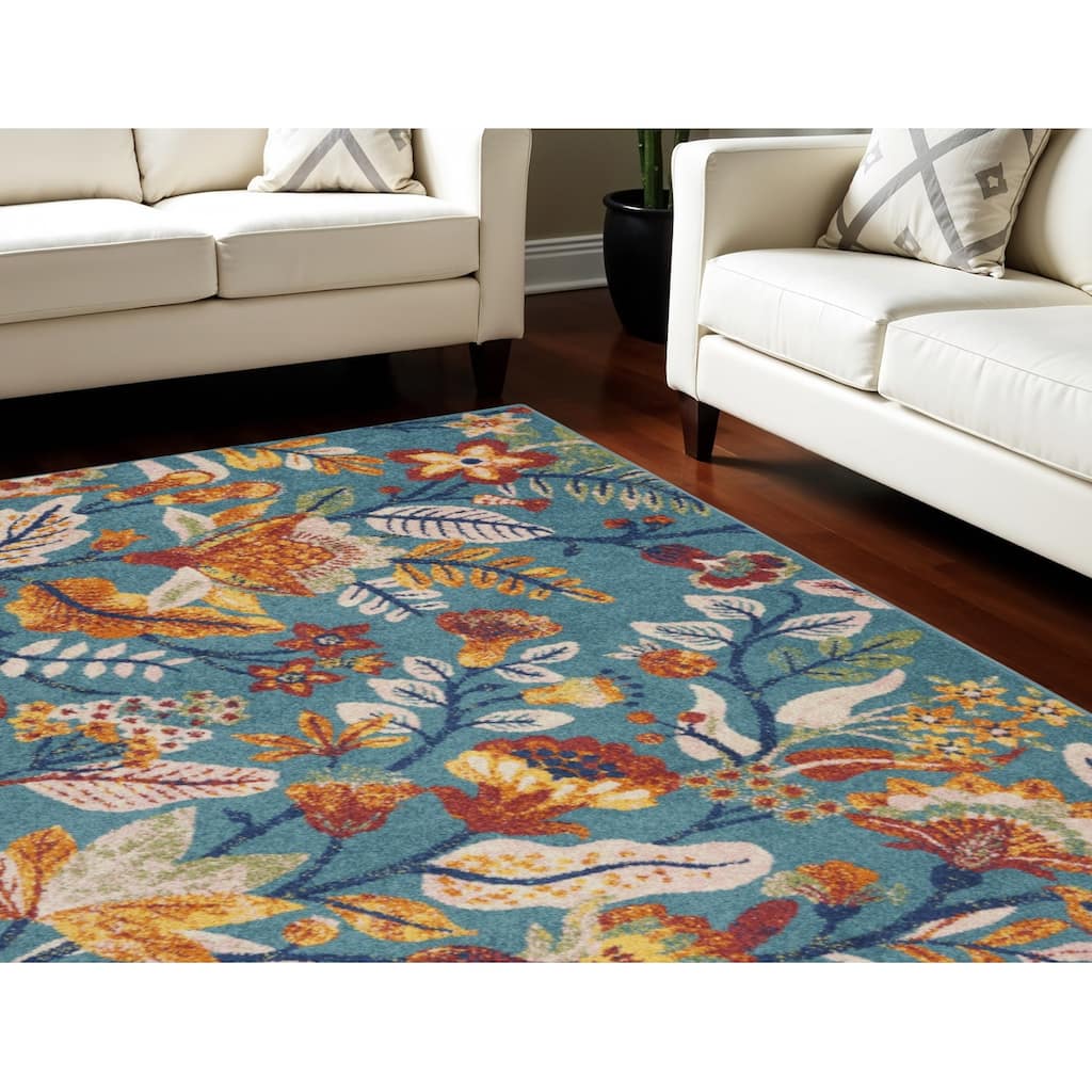 Jopac Power Loomed Floral Traditional Low Pile Area Rug By HomeRoots - 118' X '94' X '0.25