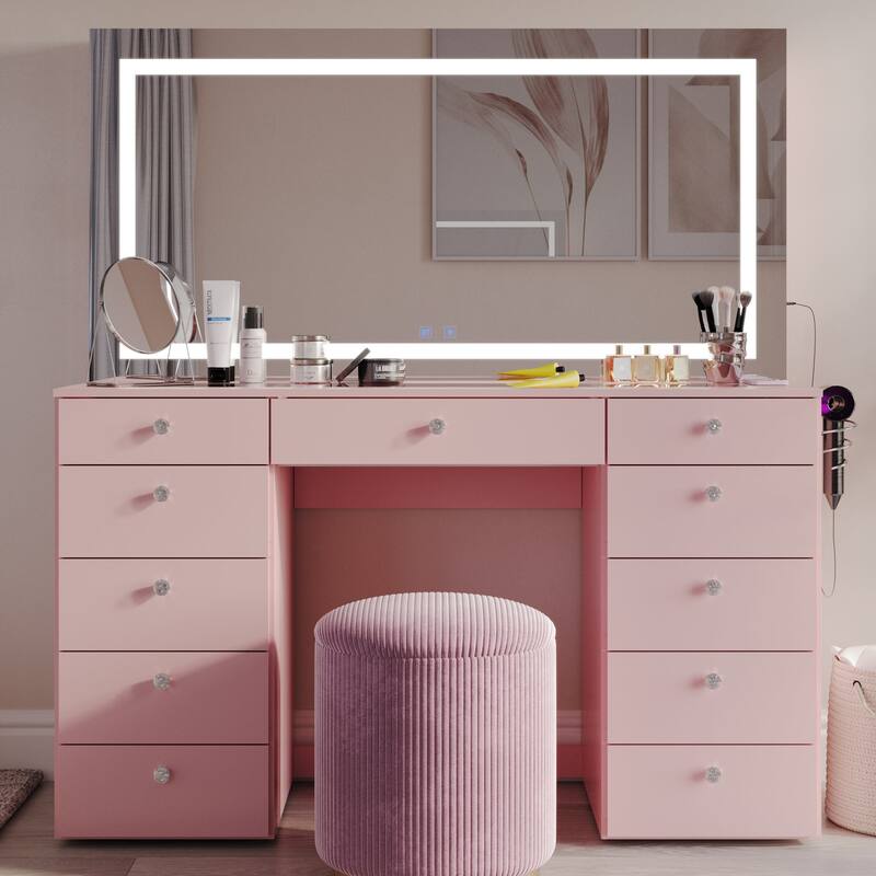 Boahaus Smart Extra-Large Vanity with LED Mirror & Bluetooth Speakers