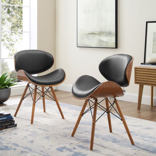 slide 59 of 64, Corvus Madonna Mid-century Walnut and Black Finish Accent Side Chair Black-Walnut Finish-2 Chairs