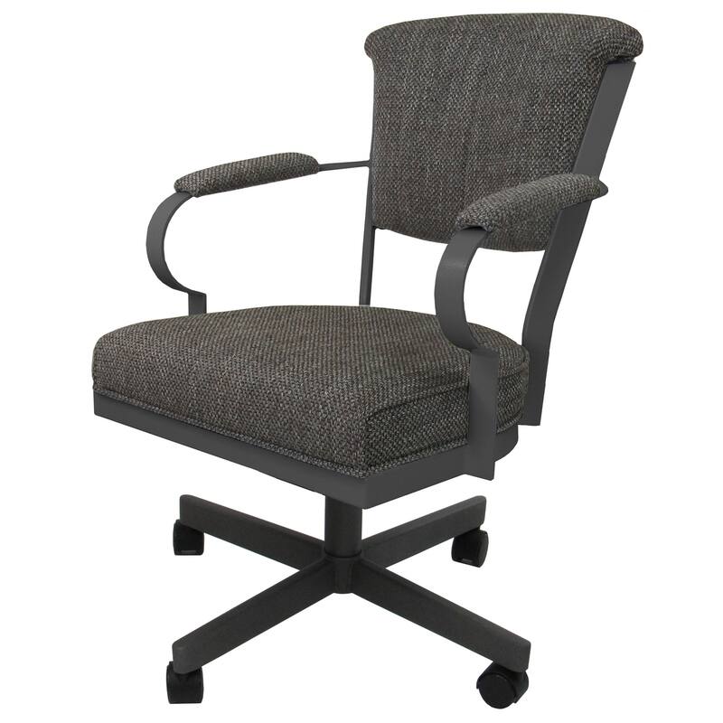 Miami Swivel Metal Caster Chair on Reading Base - 18" High Seat - Plumley Cocoa - Grey