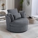 preview thumbnail 157 of 198, 41" W Oversized Accent Barrel Swivel Chair with Moon Storage Ottoman Single Chair - Gray Corduroy