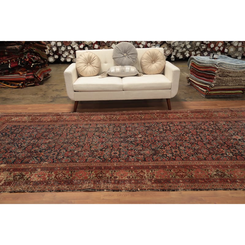 Hand Knotted Oriental 100% Wool Carpet Traditional Floral Navy Blue & Blues Sultanabad Area Rug - 12' 11'' X 6' 0''