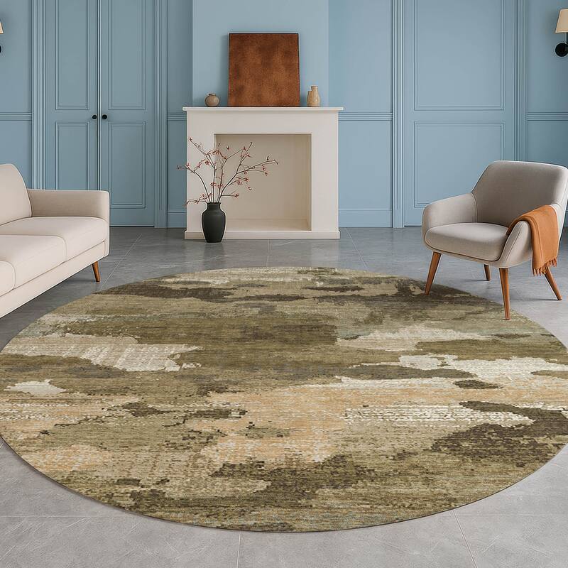 Machine Washable Indoor/ Outdoor Abstract Casual Chantille Rug