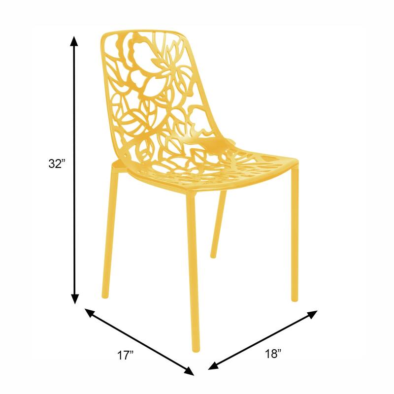 Devon Aluminum Floral Cutout Stackable Dining Chair for Dining Room, Patio, or Garden