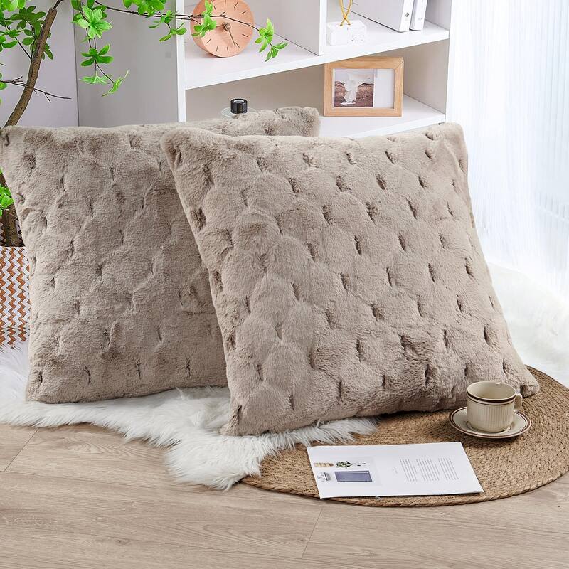 Serenta JacquardRabbit FauxFur Pillow Cover 2 Piece, NO INSERT