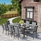 preview thumbnail 81 of 174, Patio Dining Set, Outdoor Dining Table and Chairs Set with Textilene Chairs, Adjustable Umbrella Hole for Garden, Backyard