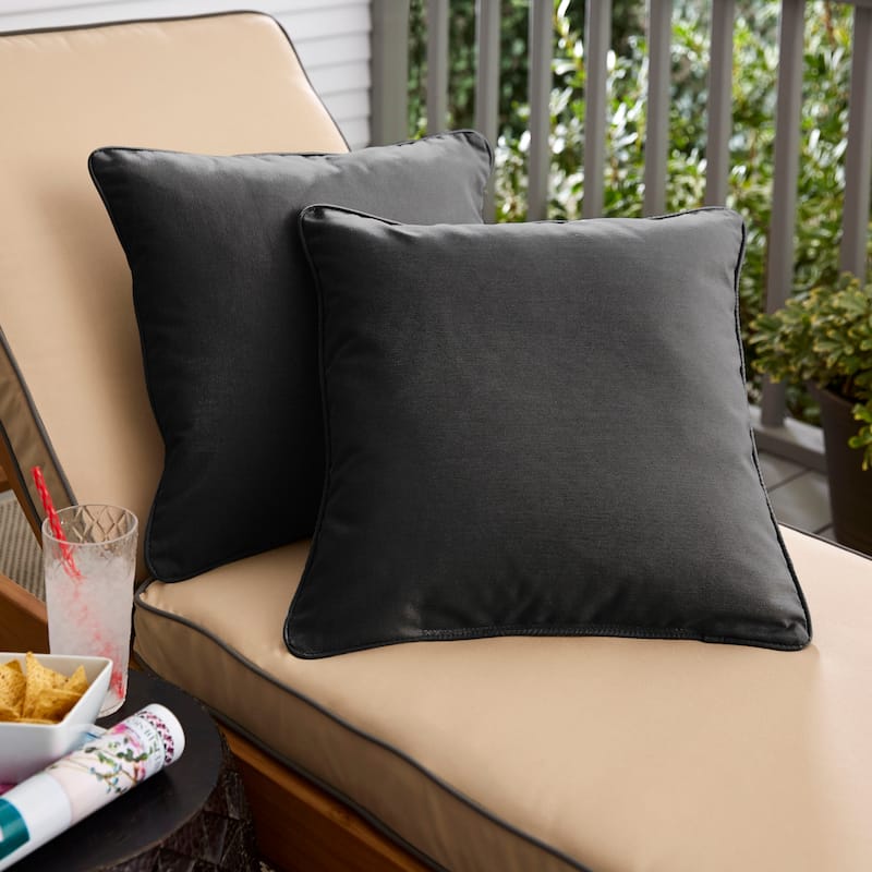 Sunbrella Canvas Black Corded Indoor/ Outdoor Pillow Set (Set of 2) - 18 in x 18 in