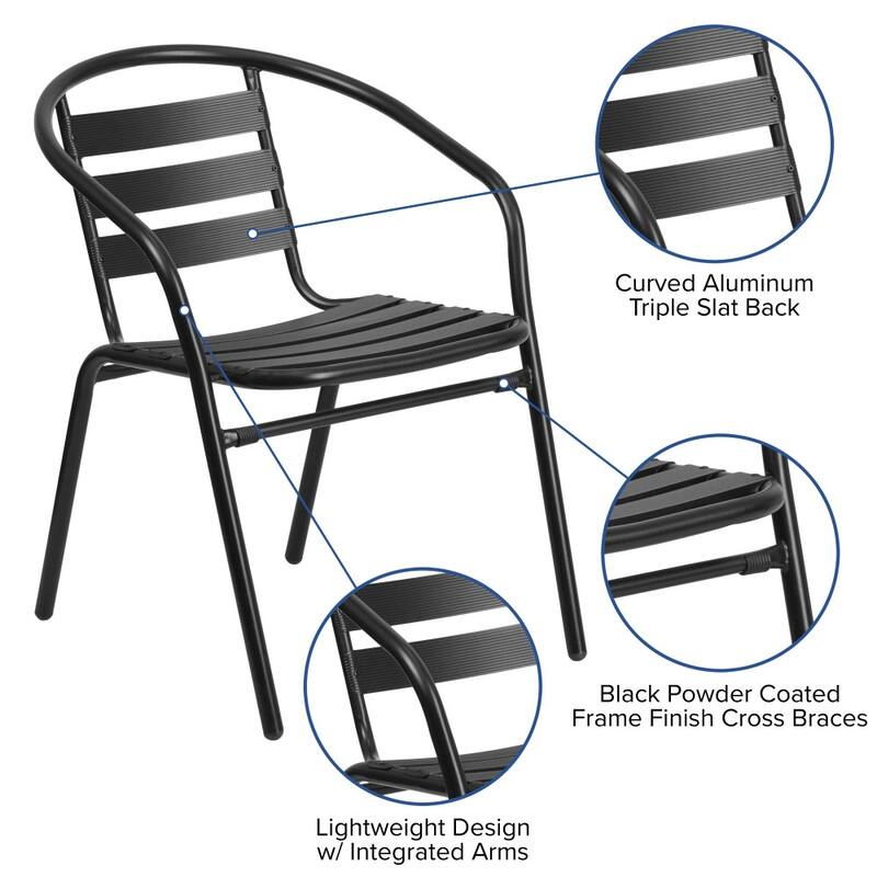 31.5" Square Aluminum Indoor-Outdoor Table Set with 4 Slat Back Chairs