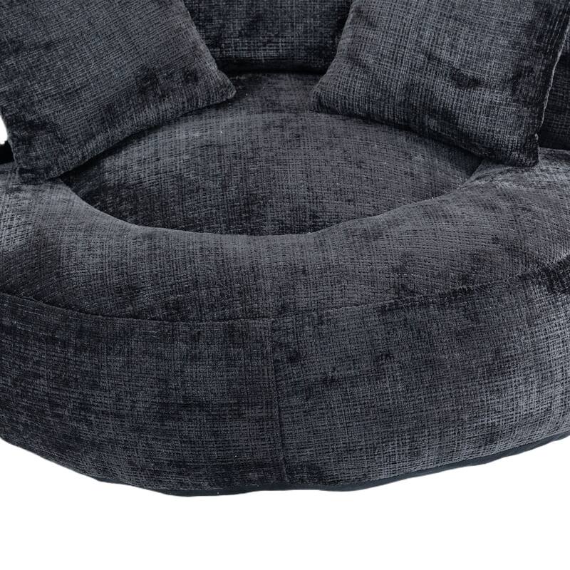 Chenille High Back Lazy Sofa with 3 Pillows and Oversized Bean Bag Chair