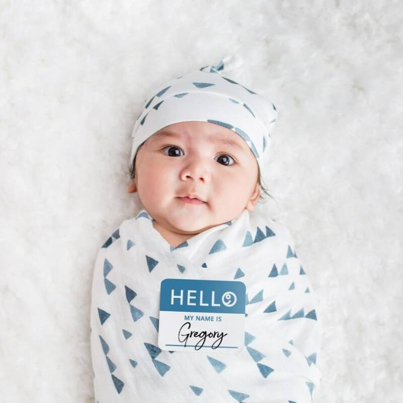 lulujo Hello World Hat & Swaddle Set