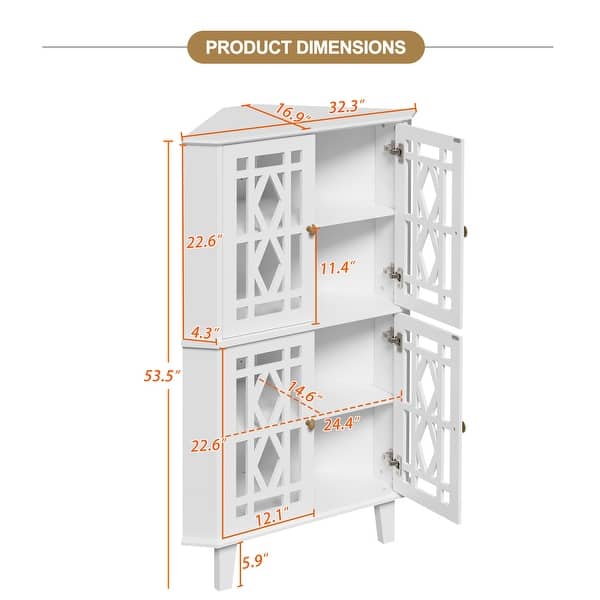 dimension image slide 4 of 5, Corner Sideboard Cabinet Free-Standing Corner Storage Organizer