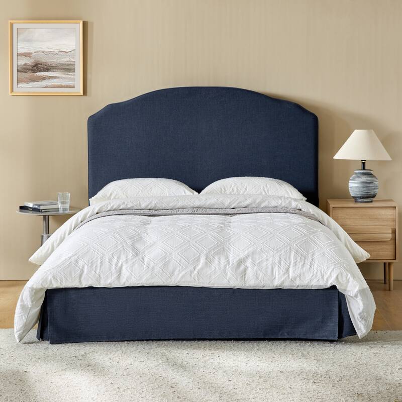Kristian Traditional Bedroom Machine Washable Slipcovered Bed with Variety Fabric Choice Set-QB by HULALA HOME