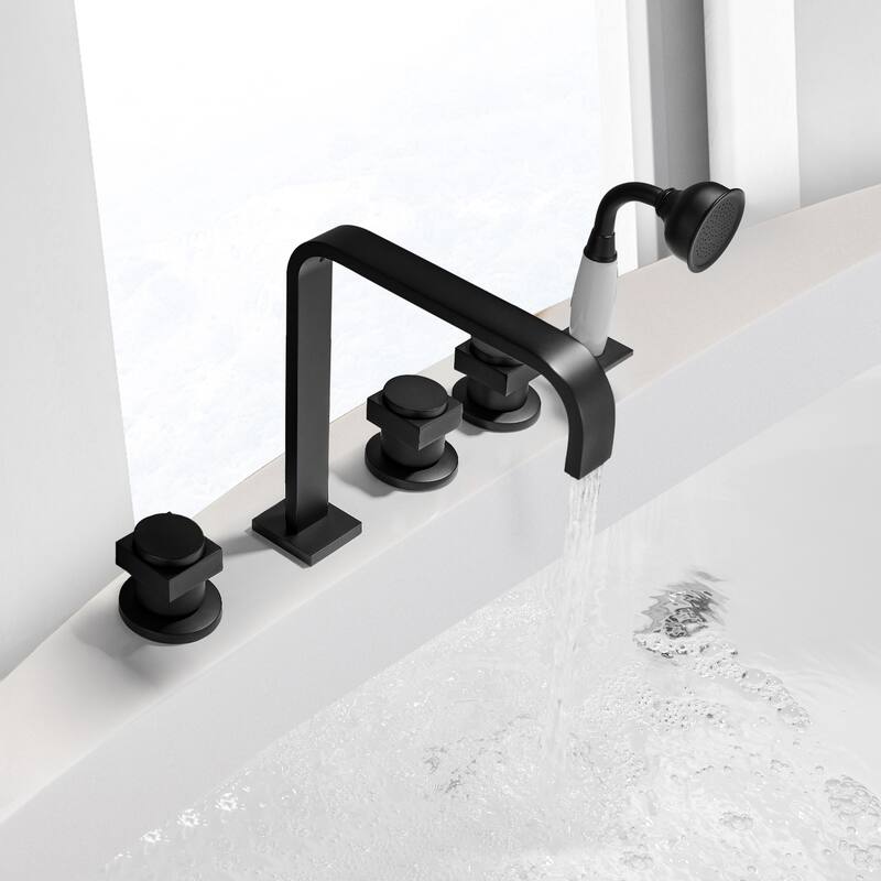 Altair Vikran Triple Handle Deck-Mount Roman Tub Faucet Trim with Handshower