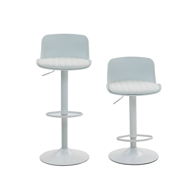 Bar Stools Set of 2 - Modern PU Leather Counter Height Barstools with Back, Height Adjustable Swivel Kitchen Island Chairs