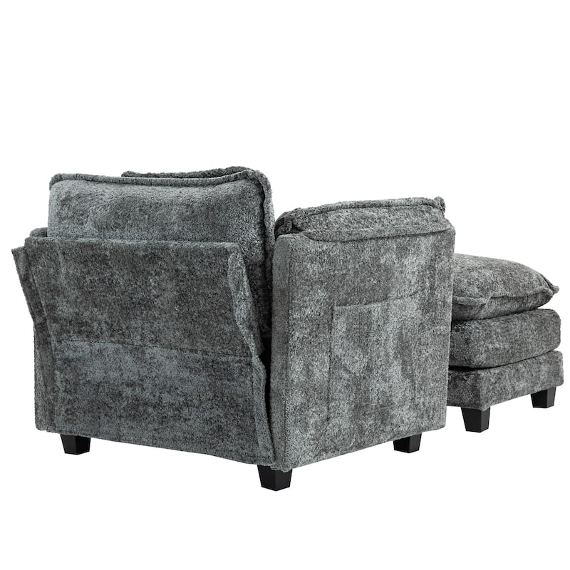 55x39" Oversized Boucle Single Sofa Bed with Ottoman Lounge Indoor Sofa