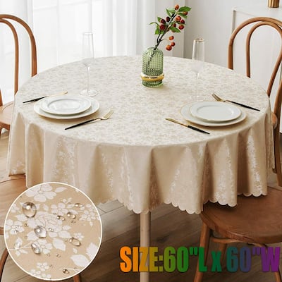 Round Table Cloth,Waterproof Heavy Duty Vinyl Tablecloths,60"L x 60"W